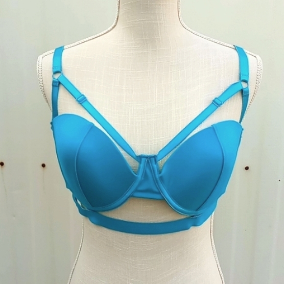 Oh la la Cheri Paris Turquoise "Michella Bondage Bra" Size 2X - Picture 3 of 13